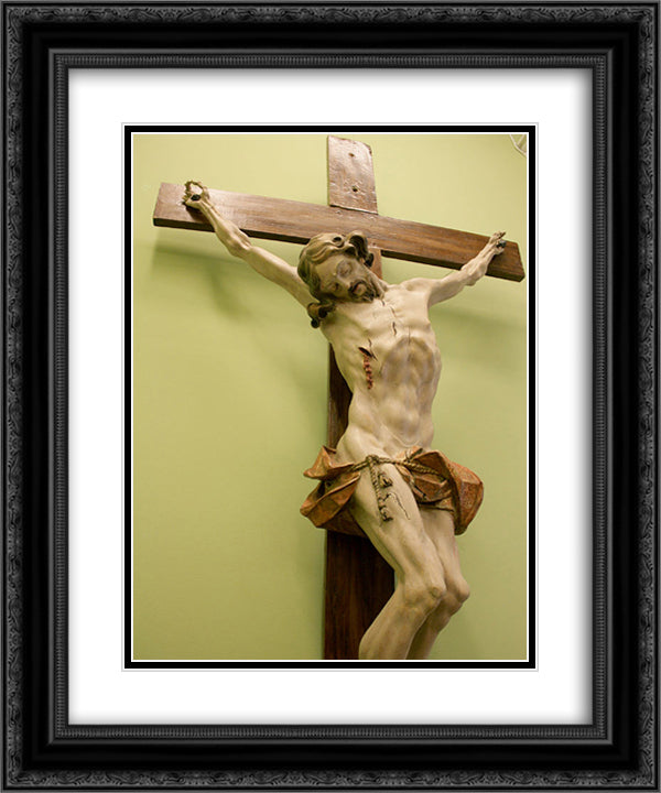 Crucifixion 20x24 Black Ornate Wood Framed Art Print Poster with Double Matting by Pinzel, Johann Georg