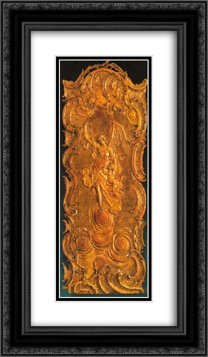 Guardian angel 14x24 Black Ornate Wood Framed Art Print Poster with Double Matting by Pinzel, Johann Georg