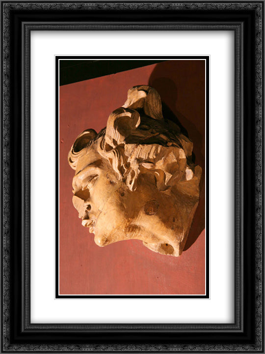 Head of angel 18x24 Black Ornate Wood Framed Art Print Poster with Double Matting by Pinzel, Johann Georg