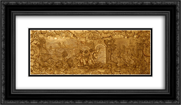 Road to Emmaus 24x14 Black Ornate Wood Framed Art Print Poster with Double Matting by Pinzel, Johann Georg