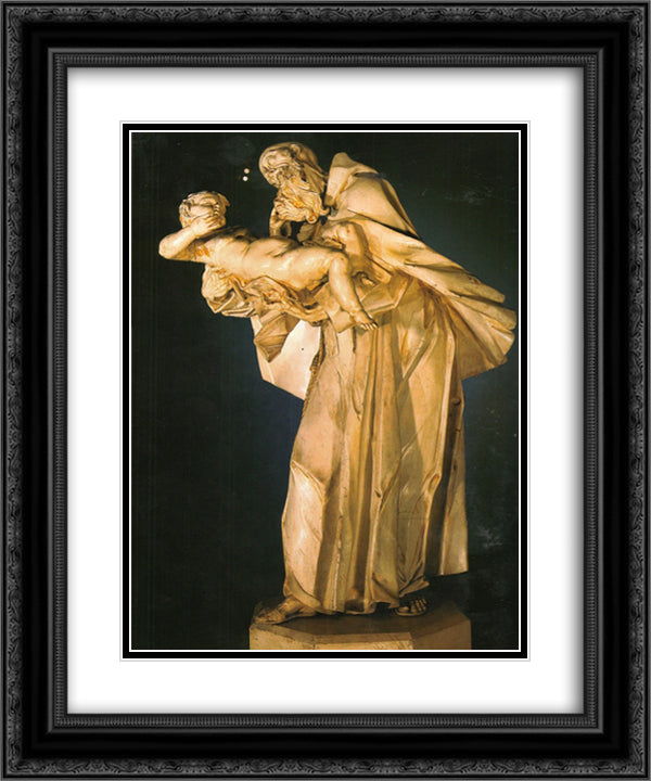 Saint Felix with Child 20x24 Black Ornate Wood Framed Art Print Poster with Double Matting by Pinzel, Johann Georg