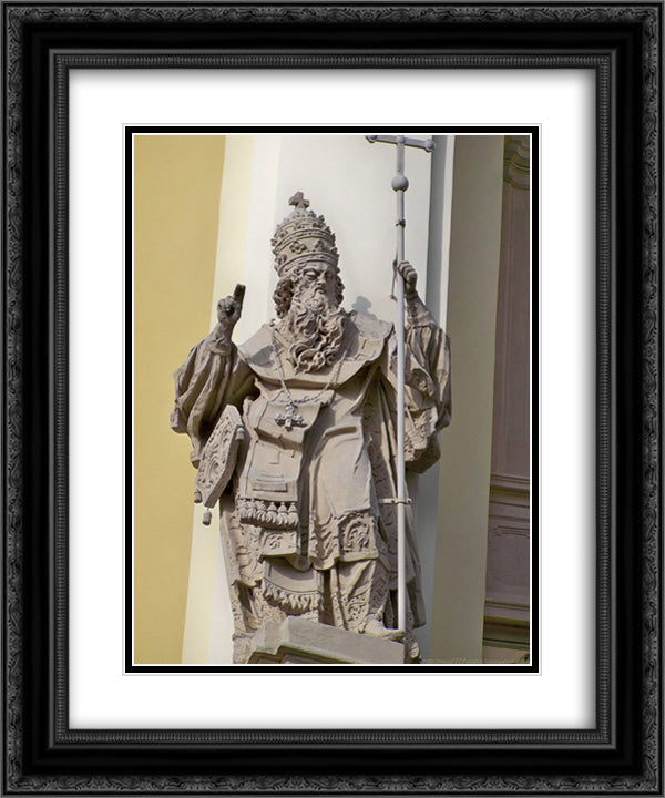 Saint Leo 20x24 Black Ornate Wood Framed Art Print Poster with Double Matting by Pinzel, Johann Georg
