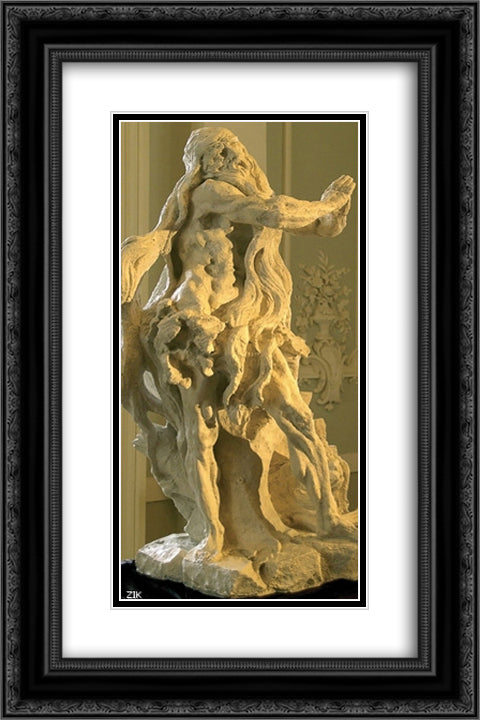 Saint Onuphrius 16x24 Black Ornate Wood Framed Art Print Poster with Double Matting by Pinzel, Johann Georg