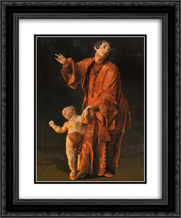 Saint Vincent 20x24 Black Ornate Wood Framed Art Print Poster with Double Matting by Pinzel, Johann Georg