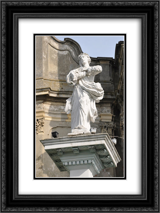 Virgin Mary 18x24 Black Ornate Wood Framed Art Print Poster with Double Matting by Pinzel, Johann Georg