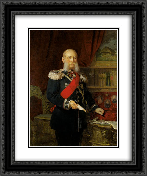 Portrait of Dr. Philipp Karell, Emperor's Physician 20x24 Black Ornate Wood Framed Art Print Poster with Double Matting by Koler, Johann