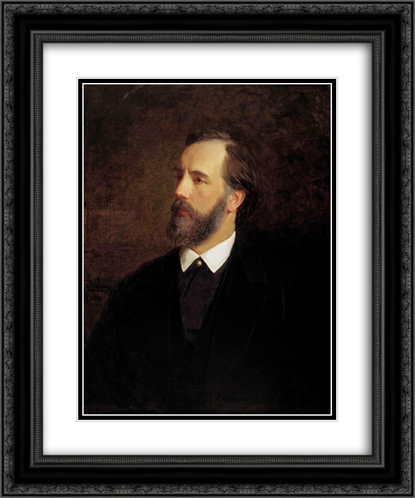Portrait of Hugo Treffner 20x24 Black Ornate Wood Framed Art Print Poster with Double Matting by Koler, Johann