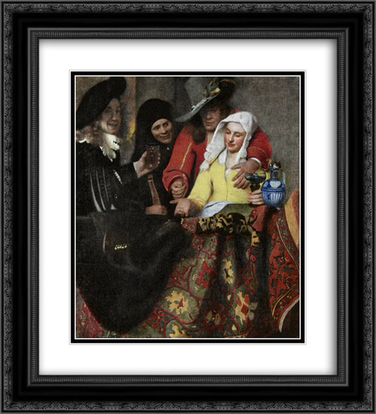 The Procuress 20x22 Black Ornate Wood Framed Art Print Poster with Double Matting by Vermeer, Johannes