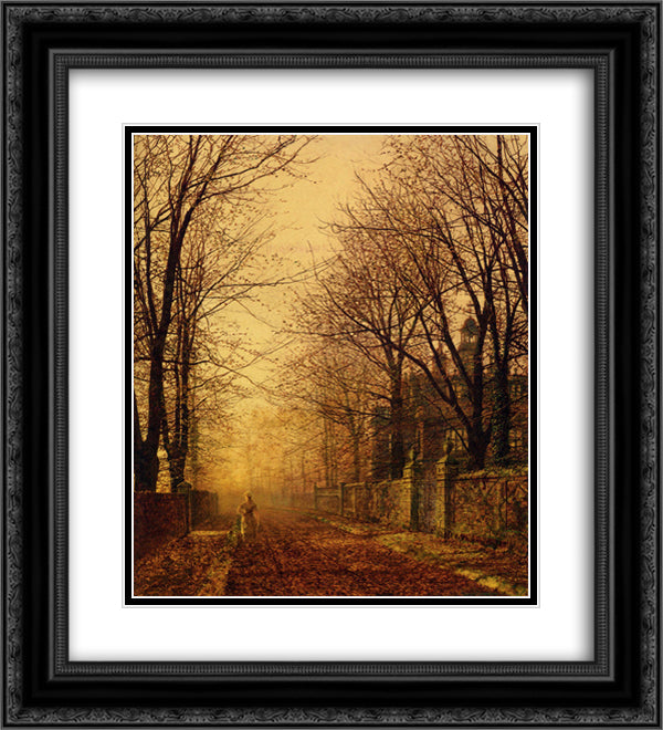A Golden Beam 20x22 Black Ornate Wood Framed Art Print Poster with Double Matting by Grimshaw, John Atkinson
