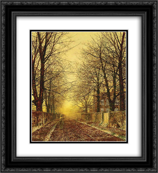 A Golden Country Road 20x22 Black Ornate Wood Framed Art Print Poster with Double Matting by Grimshaw, John Atkinson