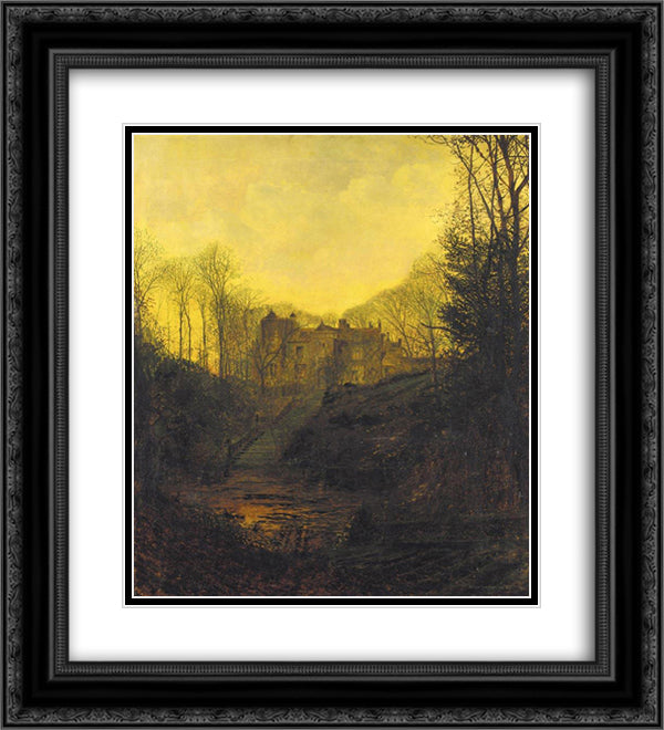 A Manor House in Autumn 20x22 Black Ornate Wood Framed Art Print Poster with Double Matting by Grimshaw, John Atkinson