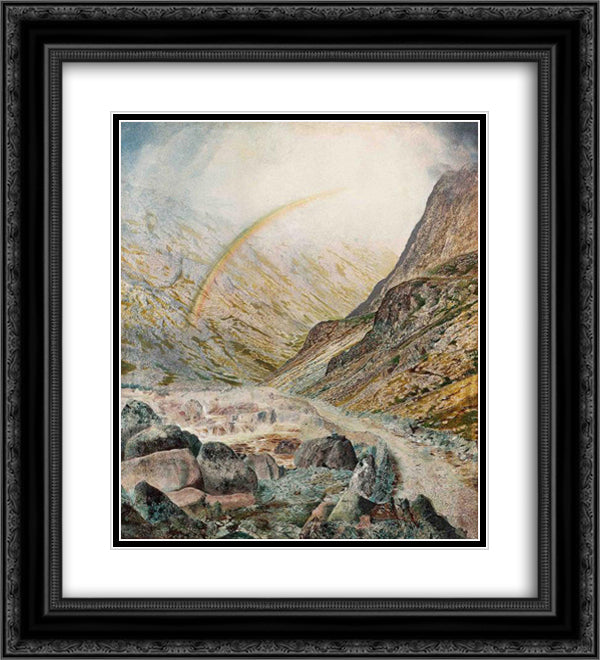 A Mountain Road, Flood Time 20x22 Black Ornate Wood Framed Art Print Poster with Double Matting by Grimshaw, John Atkinson