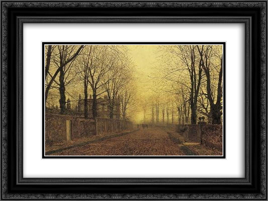 Autumn 24x18 Black Ornate Wood Framed Art Print Poster with Double Matting by Grimshaw, John Atkinson