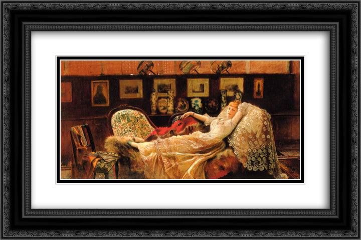 Day Dreams 24x16 Black Ornate Wood Framed Art Print Poster with Double Matting by Grimshaw, John Atkinson