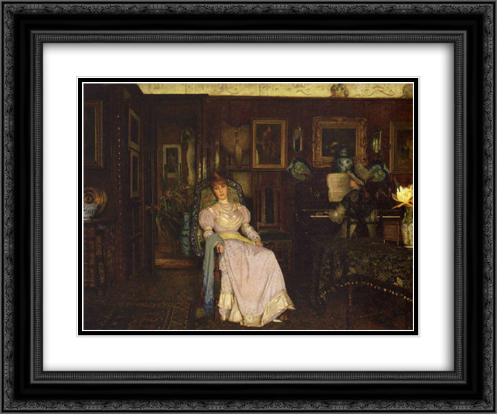 Dulce Domum 24x20 Black Ornate Wood Framed Art Print Poster with Double Matting by Grimshaw, John Atkinson