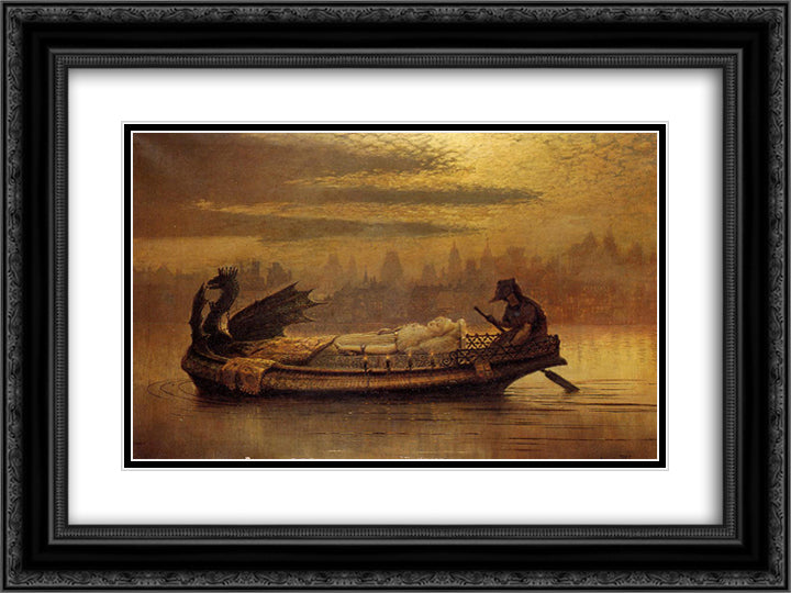 Elaine 24x18 Black Ornate Wood Framed Art Print Poster with Double Matting by Grimshaw, John Atkinson