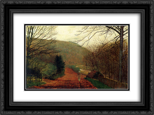 Forge Valley, Scarborough 24x18 Black Ornate Wood Framed Art Print Poster with Double Matting by Grimshaw, John Atkinson