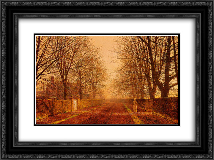 Golden Light 24x18 Black Ornate Wood Framed Art Print Poster with Double Matting by Grimshaw, John Atkinson