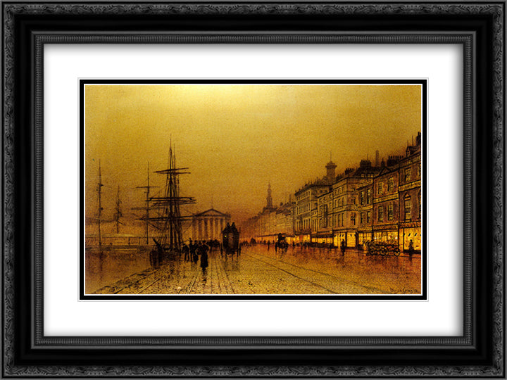 Greenock 24x18 Black Ornate Wood Framed Art Print Poster with Double Matting by Grimshaw, John Atkinson
