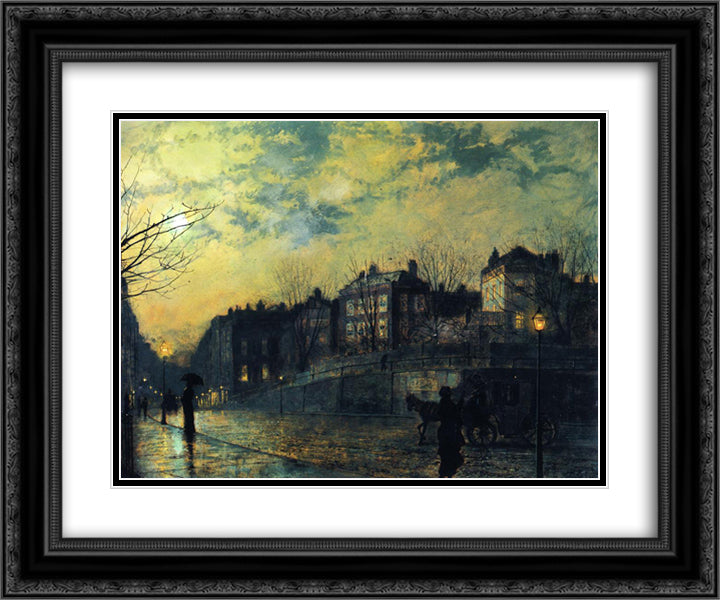 Hampstead 24x20 Black Ornate Wood Framed Art Print Poster with Double Matting by Grimshaw, John Atkinson