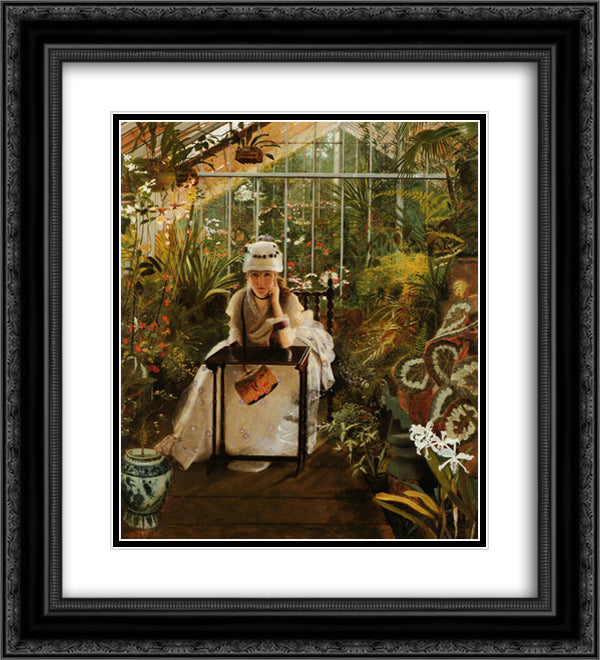 Il Penseroso 20x22 Black Ornate Wood Framed Art Print Poster with Double Matting by Grimshaw, John Atkinson