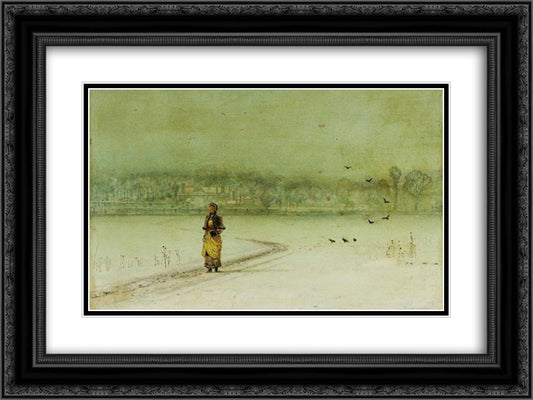 In the winter 24x18 Black Ornate Wood Framed Art Print Poster with Double Matting by Grimshaw, John Atkinson