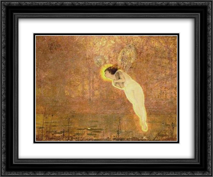 Iris 24x20 Black Ornate Wood Framed Art Print Poster with Double Matting by Grimshaw, John Atkinson