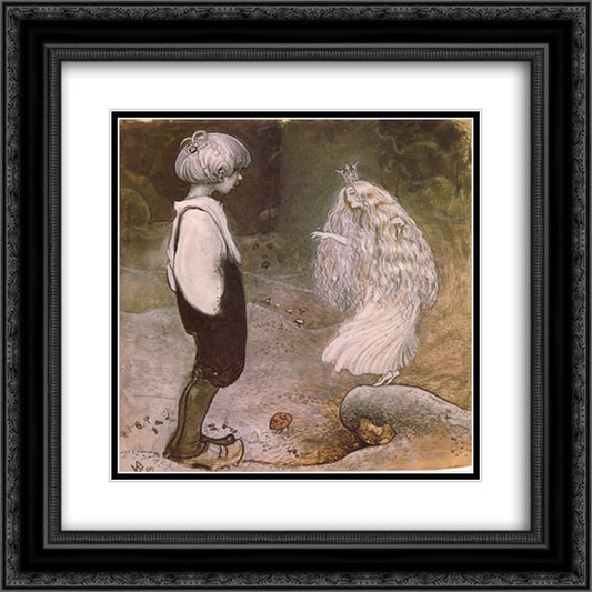 At that moment she was changed by magic to a wonderful little fairy 20x20 Black Ornate Wood Framed Art Print Poster with Double Matting by Bauer, John
