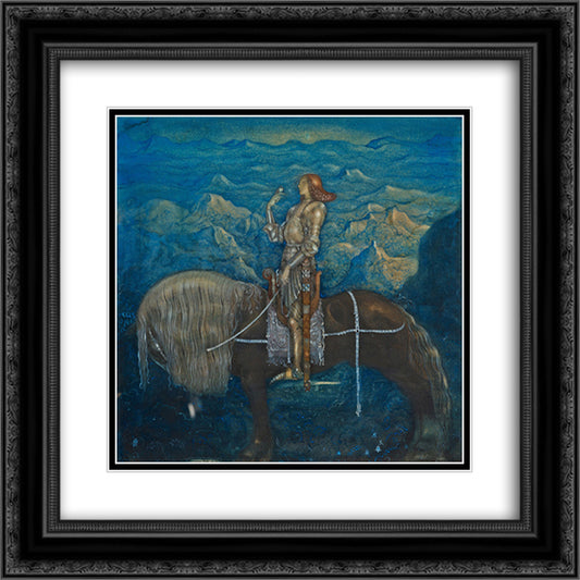 En riddare red fram 20x20 Black Ornate Wood Framed Art Print Poster with Double Matting by Bauer, John