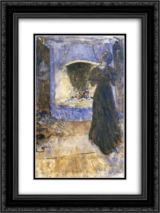 Ester in the cottage 18x24 Black Ornate Wood Framed Art Print Poster with Double Matting by Bauer, John