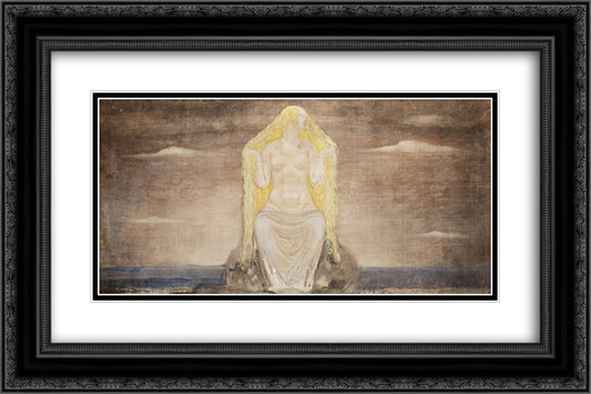 Freja 24x16 Black Ornate Wood Framed Art Print Poster with Double Matting by Bauer, John