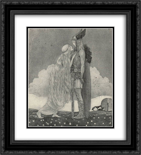 Freyja and Svipdag 20x22 Black Ornate Wood Framed Art Print Poster with Double Matting by Bauer, John