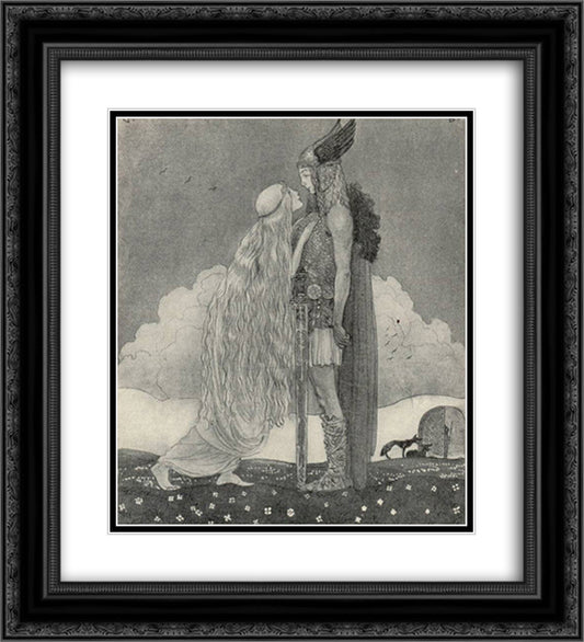 Freyja and Svipdag 20x22 Black Ornate Wood Framed Art Print Poster with Double Matting by Bauer, John