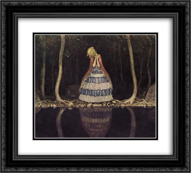 Inge dark lake 22x20 Black Ornate Wood Framed Art Print Poster with Double Matting by Bauer, John