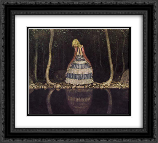 Inge dark lake 22x20 Black Ornate Wood Framed Art Print Poster with Double Matting by Bauer, John