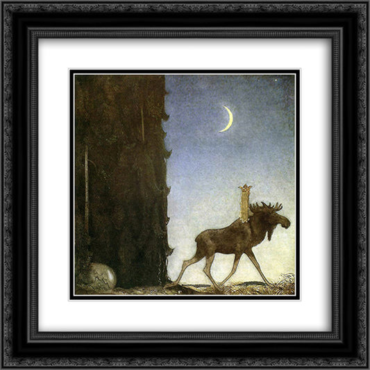 Jbleap the elk 20x20 Black Ornate Wood Framed Art Print Poster with Double Matting by Bauer, John