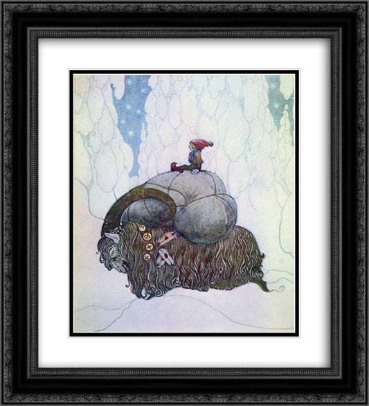 Julbocken 20x22 Black Ornate Wood Framed Art Print Poster with Double Matting by Bauer, John