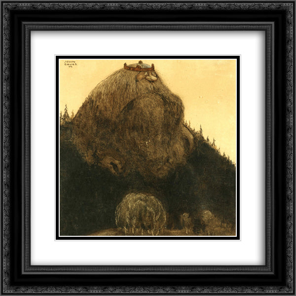 King of the hill 20x20 Black Ornate Wood Framed Art Print Poster with Double Matting by Bauer, John