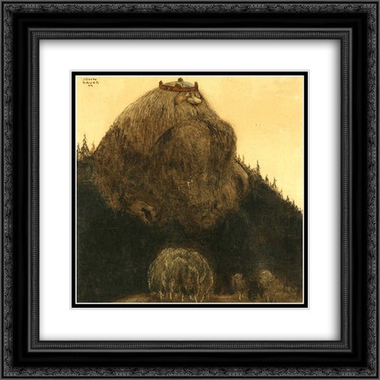 King of the hill 20x20 Black Ornate Wood Framed Art Print Poster with Double Matting by Bauer, John