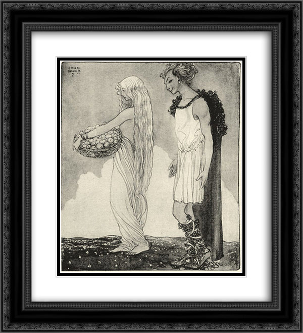 Loki and Idun 20x22 Black Ornate Wood Framed Art Print Poster with Double Matting by Bauer, John