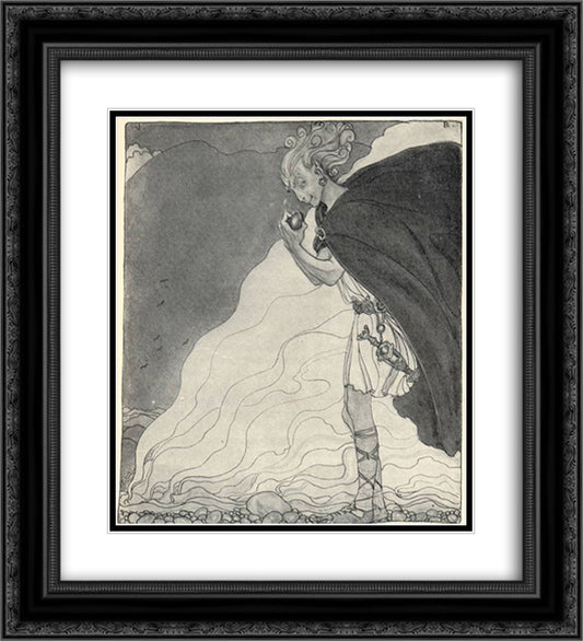 Loki finds Gullveig's Heart 20x22 Black Ornate Wood Framed Art Print Poster with Double Matting by Bauer, John