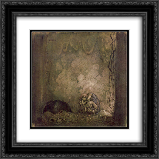 Mother love 20x20 Black Ornate Wood Framed Art Print Poster with Double Matting by Bauer, John