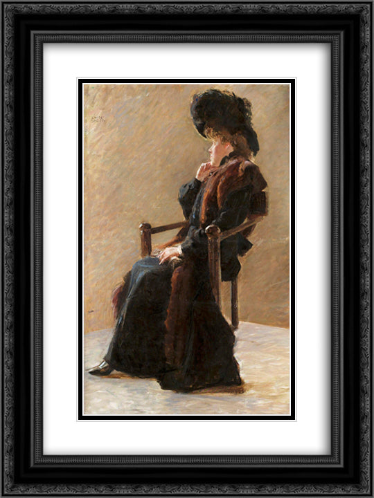 Portrait of an elegant lady 18x24 Black Ornate Wood Framed Art Print Poster with Double Matting by Bauer, John