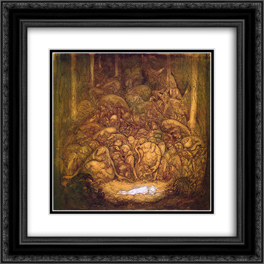 Root trolls 20x20 Black Ornate Wood Framed Art Print Poster with Double Matting by Bauer, John