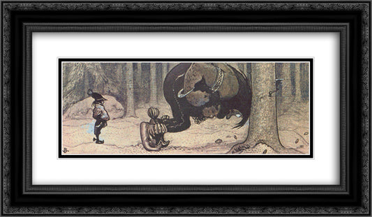 Stalo and Kauras 24x14 Black Ornate Wood Framed Art Print Poster with Double Matting by Bauer, John