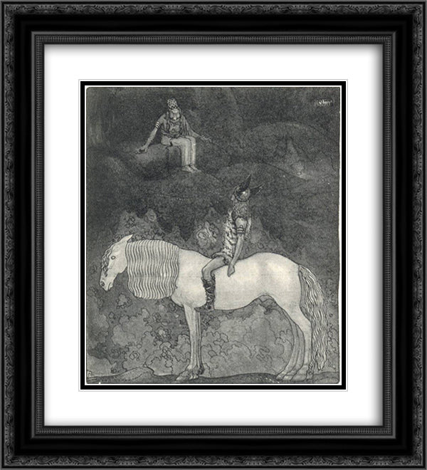 Svipdag speaks with Thokk 20x22 Black Ornate Wood Framed Art Print Poster with Double Matting by Bauer, John