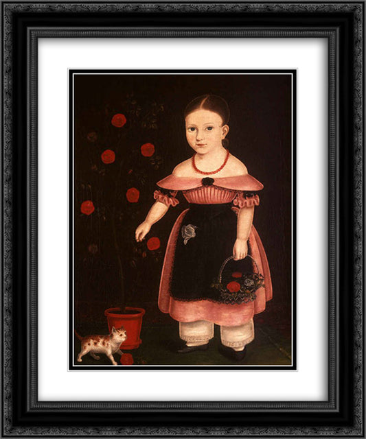 Little Girl in Lavender 20x24 Black Ornate Wood Framed Art Print Poster with Double Matting by Bradley, John