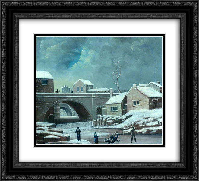 Old Corn Mill, Keighley 22x20 Black Ornate Wood Framed Art Print Poster with Double Matting by Bradley, John