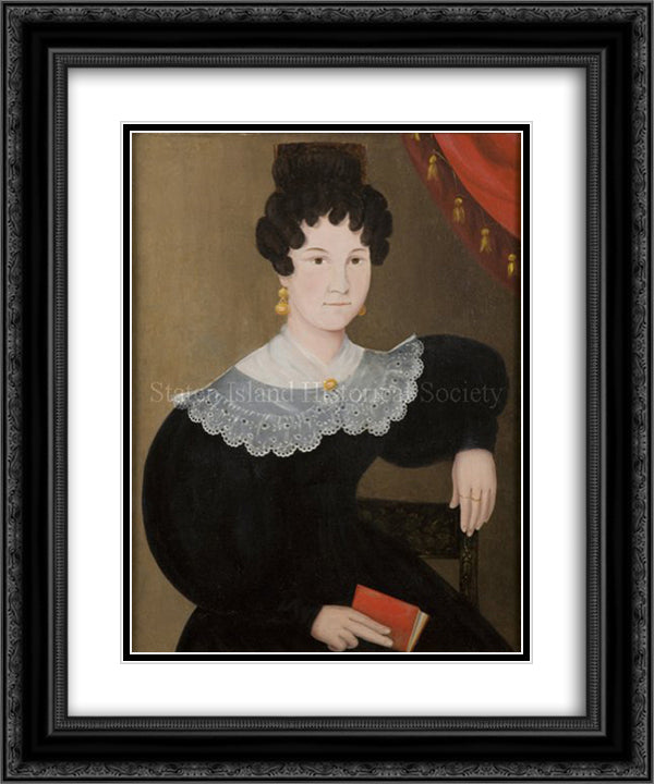Portrait of Catherine Rachel (Winant) Cole 20x24 Black Ornate Wood Framed Art Print Poster with Double Matting by Bradley, John