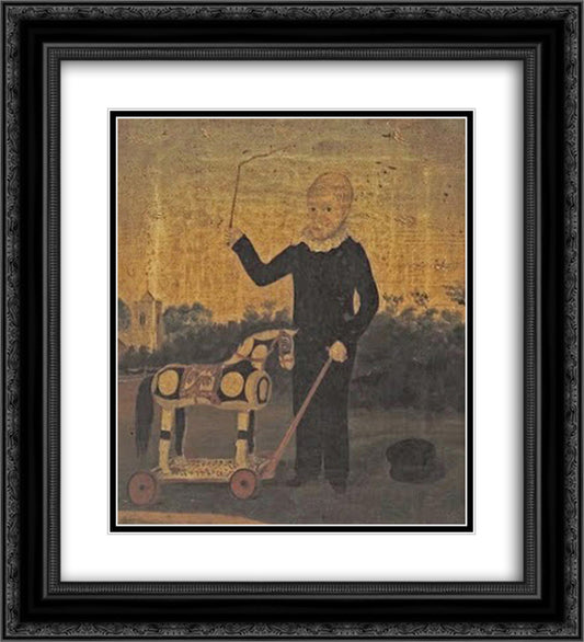 Young Boy with Toy Horse 20x22 Black Ornate Wood Framed Art Print Poster with Double Matting by Bradley, John